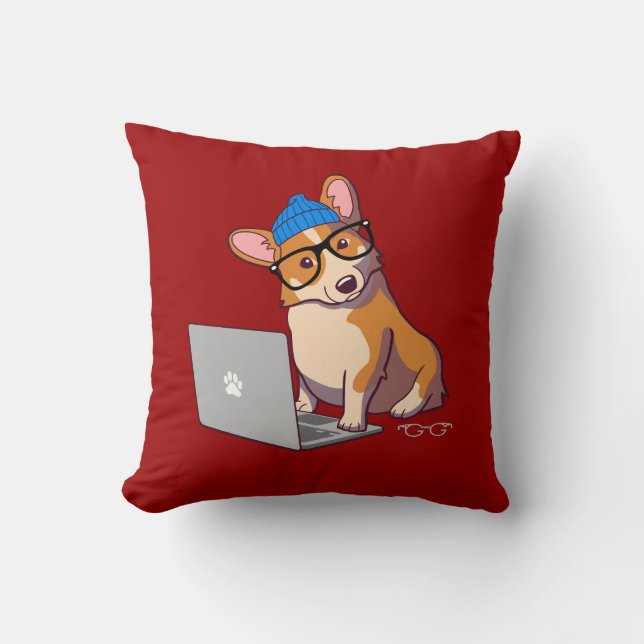 Hipster Corgi 2 Pillow (without text) (Front)