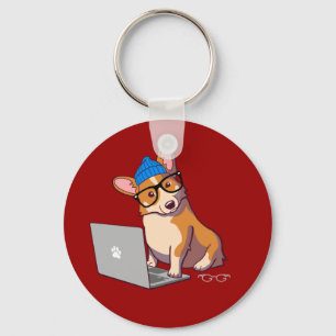 Hipster Corgi 2 (without text) Keychain