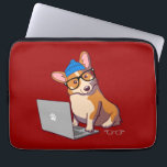 Hipster Corgi 2 (without text) Laptop Sleeve<br><div class="desc">Baroo? Hipster Corgi blogs about gluten-free dog food.</div>