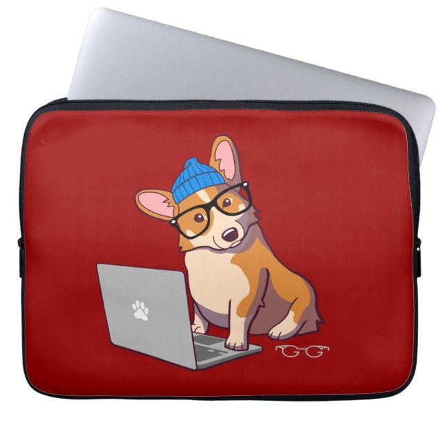 Hipster Corgi 2 (without text) Laptop Sleeve (Front)