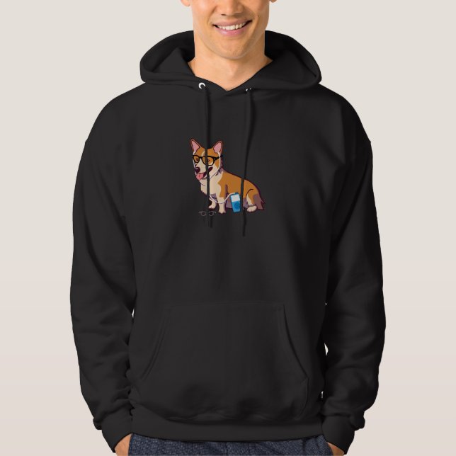 Hipster Corgi Hoodie (without text) (Front)