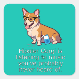 Hipster Corgi Stickers