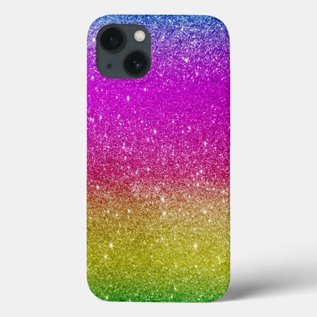 Hipster Cute Bright Pink Magenta Glitter Rainbow Case-Mate iPhone Case (Back)