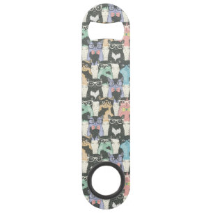 Hipster Cute Cats Pattern Bar Key