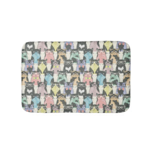 Hipster Cute Cats Pattern Bath Mat
