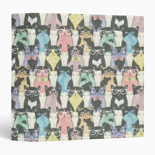 Hipster Cute Cats Pattern Binder