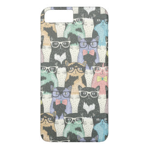 Hipster Cute Cats Pattern iPhone 8 Plus/7 Plus Case