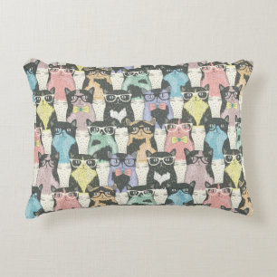 Hipster Cute Cats Pattern Decorative Pillow