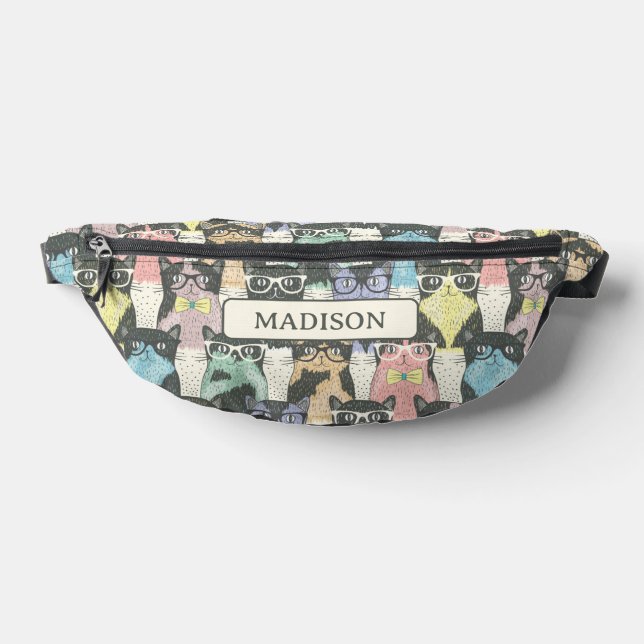Hipster Cute Cats Pattern Fanny Pack (Lay Down)