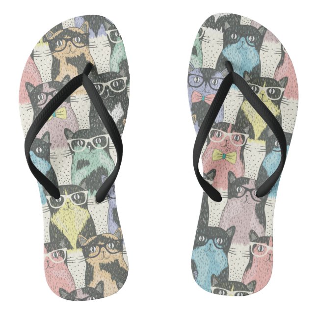 Hipster Cute Cats Pattern Flip Flops (Footbed)