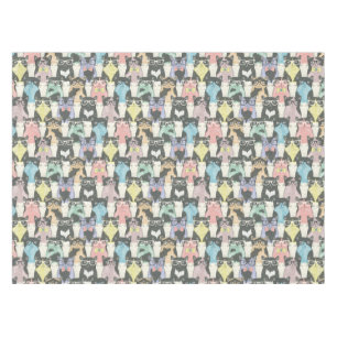 Hipster Cute Cats Pattern Tablecloth