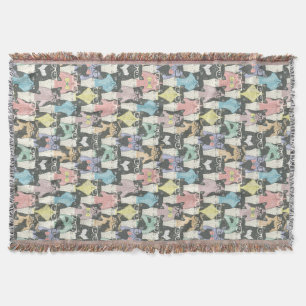 Hipster Cute Cats Pattern Throw Blanket