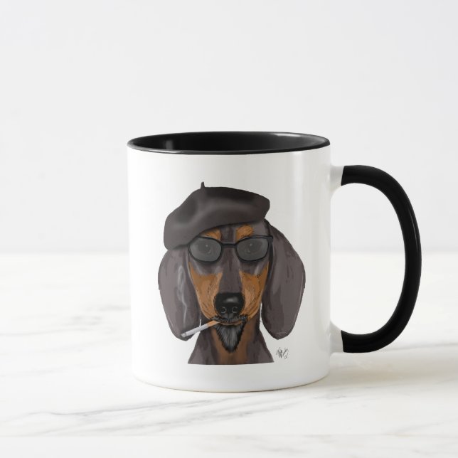 Hipster Dachshund Black and Tan Mug (Right)