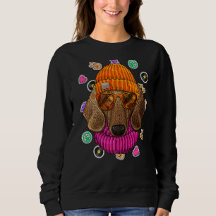 Hipster Dachshund Geek Nerd Glasses Dog Love Peace Sweatshirt