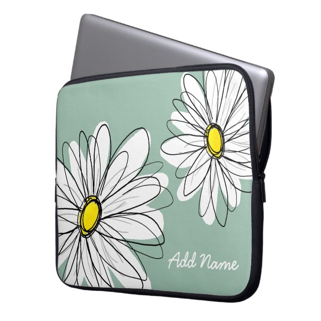 Hipster Daisy Drawing in trendy colours Laptop Sleeve (Front Left)