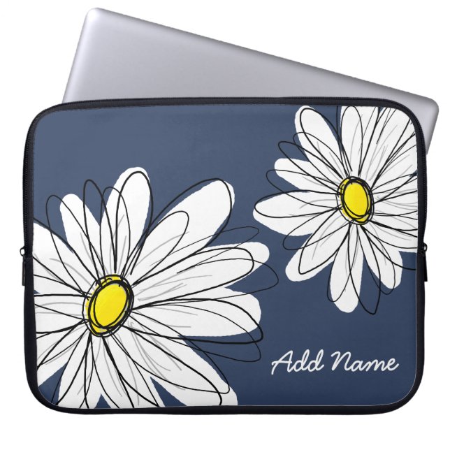 Hipster Daisy Drawing in trendy colours Laptop Sleeve (Front)
