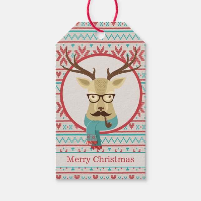 Hipster Deer Christmas Gift Tags (Front)