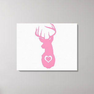 HIPSTER DEER HEAD WITH HEARTS CANVAS PRINT