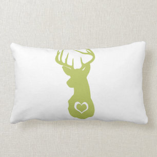 HIPSTER DEER HEAD WITH HEARTS LUMBAR PILLOW