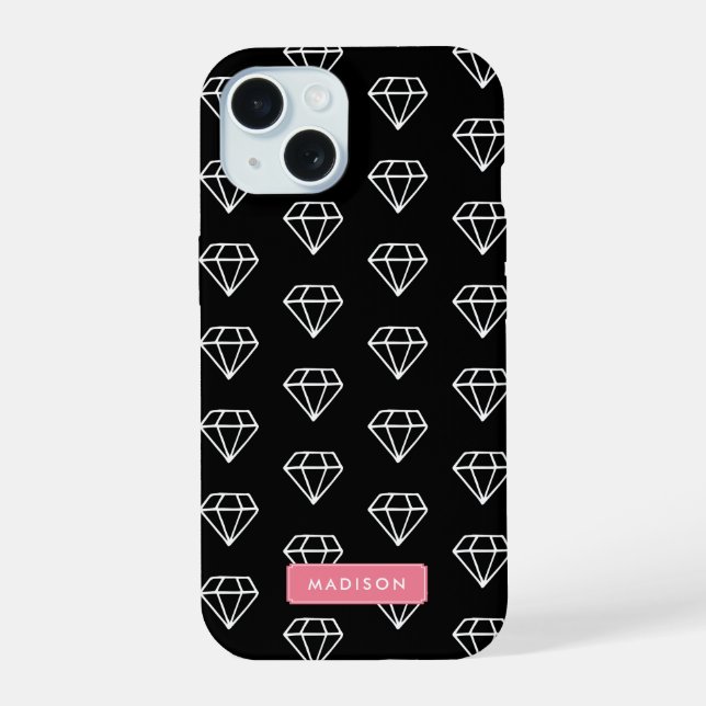 Hipster Diamonds Pattern iPhone 15 Case (Back)