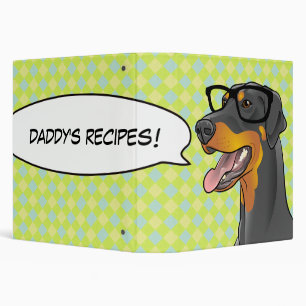 Hipster Doberman Recipe Binder Great Guy Gift!