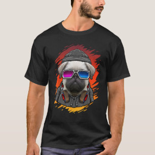 Hipster Dog with Bluetooth Headphones Music Women T-Shirt