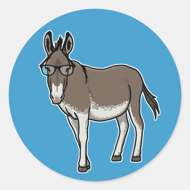 Hipster Donkey Classic Round Sticker (Front)