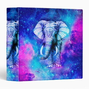 Hipster Elephant Nebula Space Binder