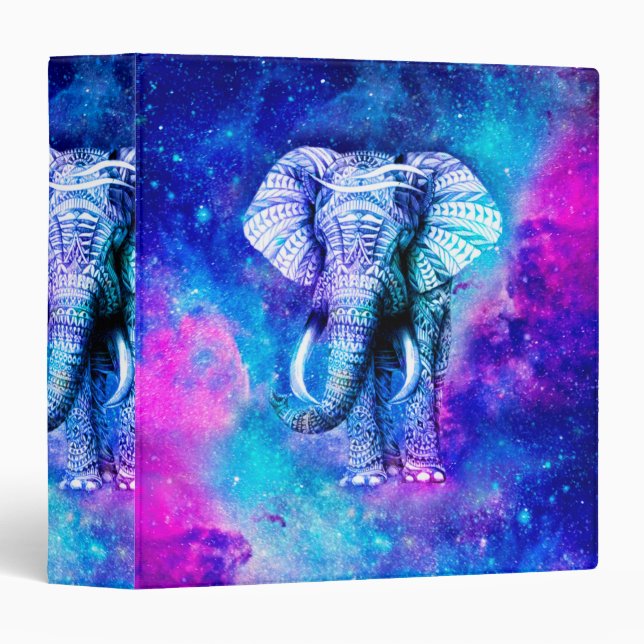Hipster Elephant Nebula Space Binder (Front/Spine)