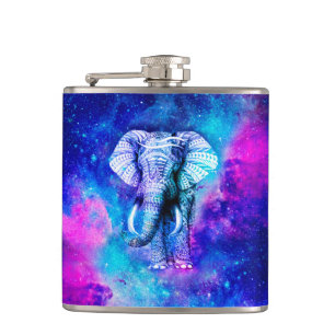 Hipster Elephant Nebula Space Hip Flask