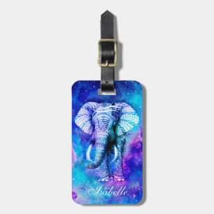 Hipster Elephant Nebula Space.                     Luggage Tag