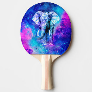 Hipster Elephant Nebula Space Ping Pong Paddle