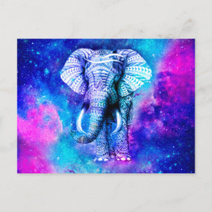 Hipster Elephant Nebula Space Postcard