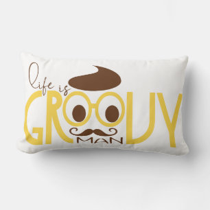 Hipster Eyeglasses Lumbar Pillow Typography Print