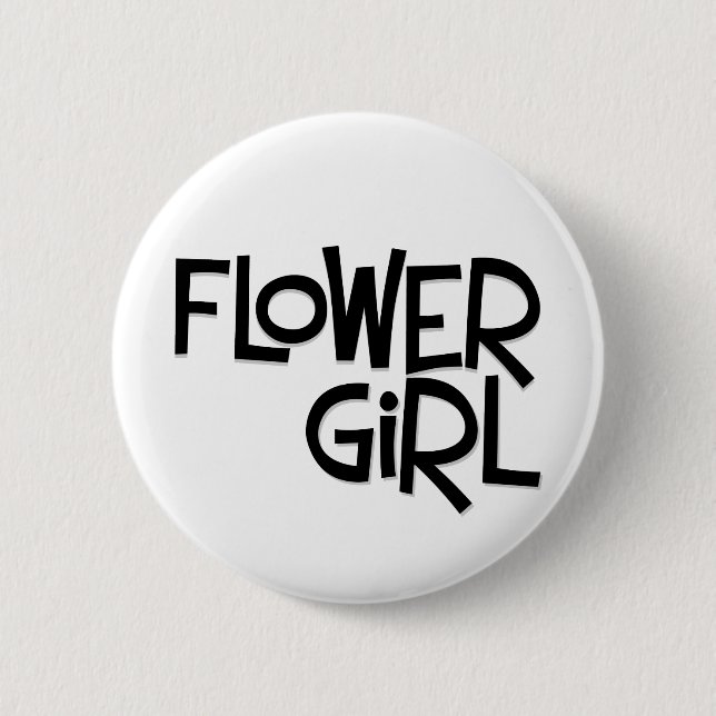 Hipster Flower Girl 2 Inch Round Button (Front)