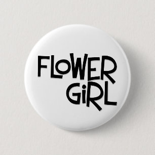 Hipster Flower Girl 2 Inch Round Button