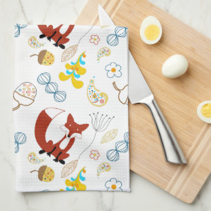 Hipster Forest Fox Baby Nursery Kitchen Towel