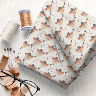 Hipster Fox, Bowler Hat, Pipe #8 ID1073 Fabric