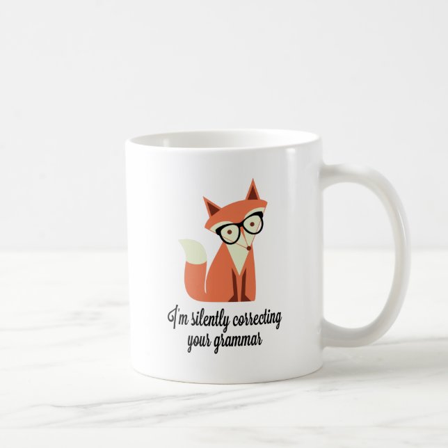 Hipster Fox Grammar Coffee Mug (Right)
