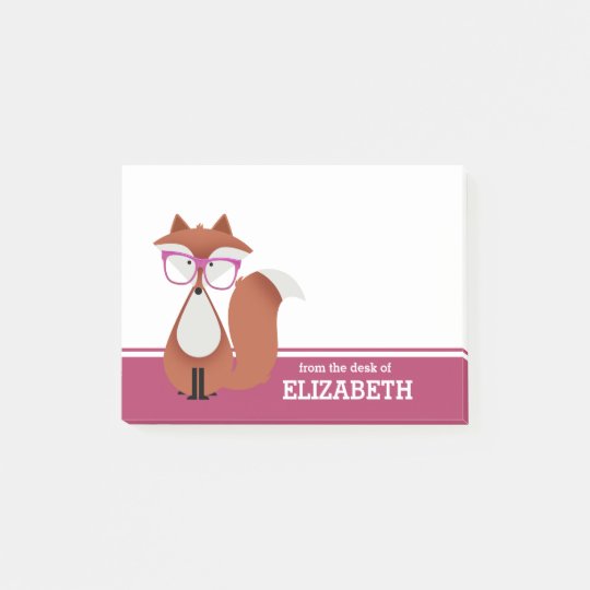 Hipster Fox Personalized Post-it Notes