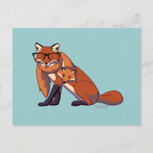 Hipster Fox (without text) Postcard