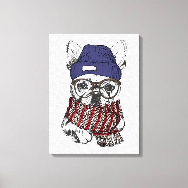 Hipster French Bull Dog Canvas Print (Front)