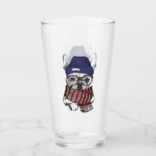 Hipster French Bull Dog Glass
