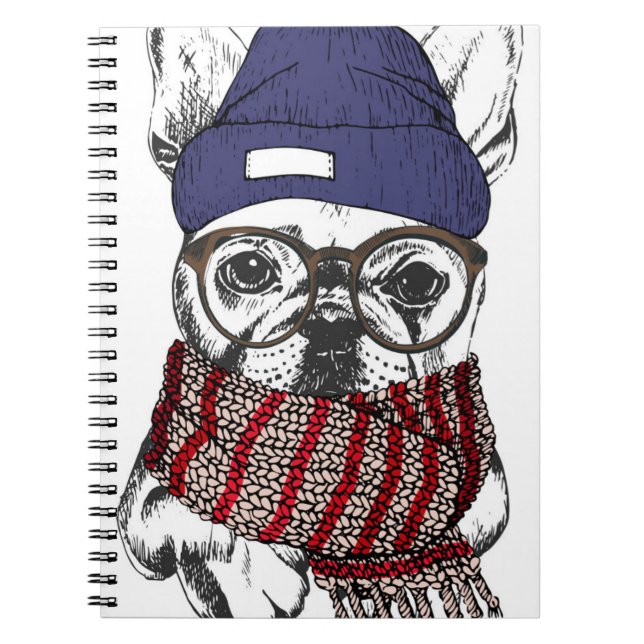 Hipster French Bull Dog Notebook (Front)