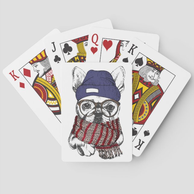 Hipster French Bull Dog Playing Cards (Back)