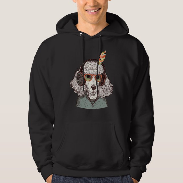 Hipster Funny Poodle  T- Hoodie (Front)