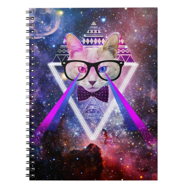 Hipster galaxy cat notebook (Front)