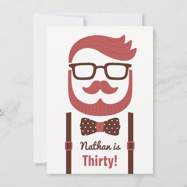 Hipster Gentleman Men Birthday Party Invitations (Front)