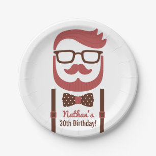 Hipster Gentleman Men Birthday Party Supplies Paper Plate