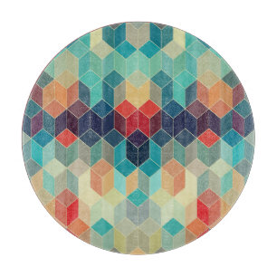 Hipster geometric cubes: retro mosaic background. cutting board